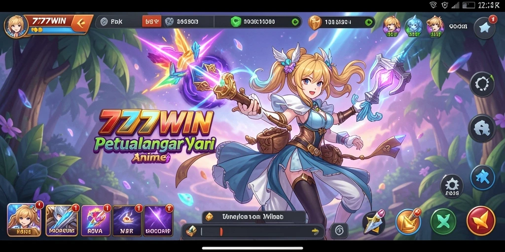 Screenshot gameplay 777WIN menampilkan aksi seru karakter Anime.