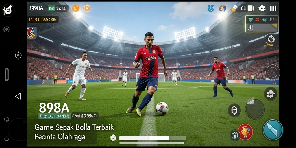 Tampilan gameplay menegangkan dalam 898A, penuh aksi sepak bola.