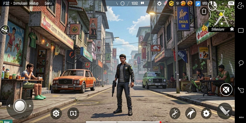 Tampilan gameplay F32 menampilkan simulasi kehidupan yang menarik.