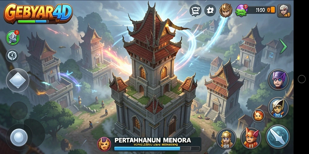 Gameplay GEBYAR4D yang seru dalam Tower Defense.