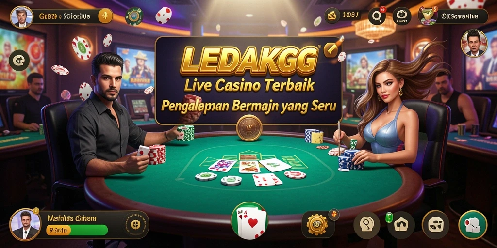 Screenshot gameplay <strong>LEDAKGG</strong> menampilkan dealer langsung dan permainan seru.