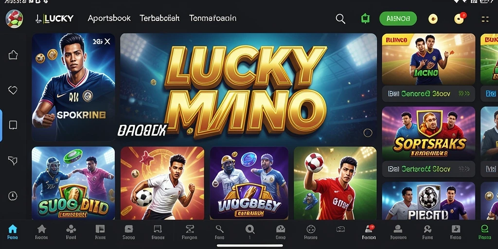 Tampilan antarmuka menarik dari LUCKYMINO saat melakukan taruhan olahraga.