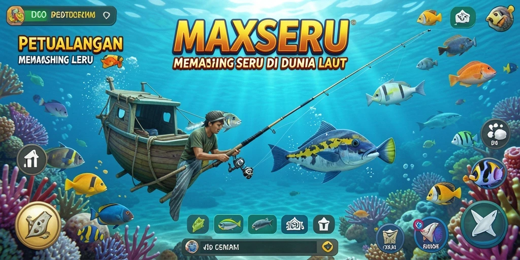 Tampilan gameplay seru dari MAXSERU saat menangkap ikan.