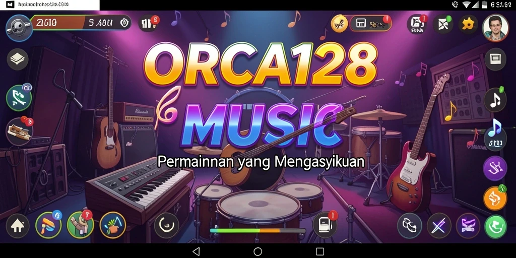 Screenshot gameplay ORCA128 menampilkan momen seru bermain musik.