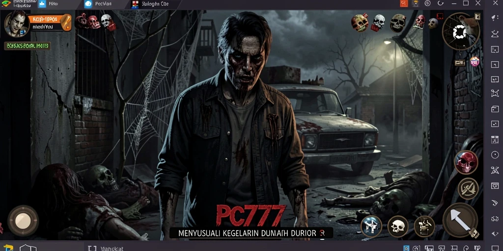 Tangkapan layar gameplay dari PC777 memperlihatkan suasana kegelapan yang mencekam.