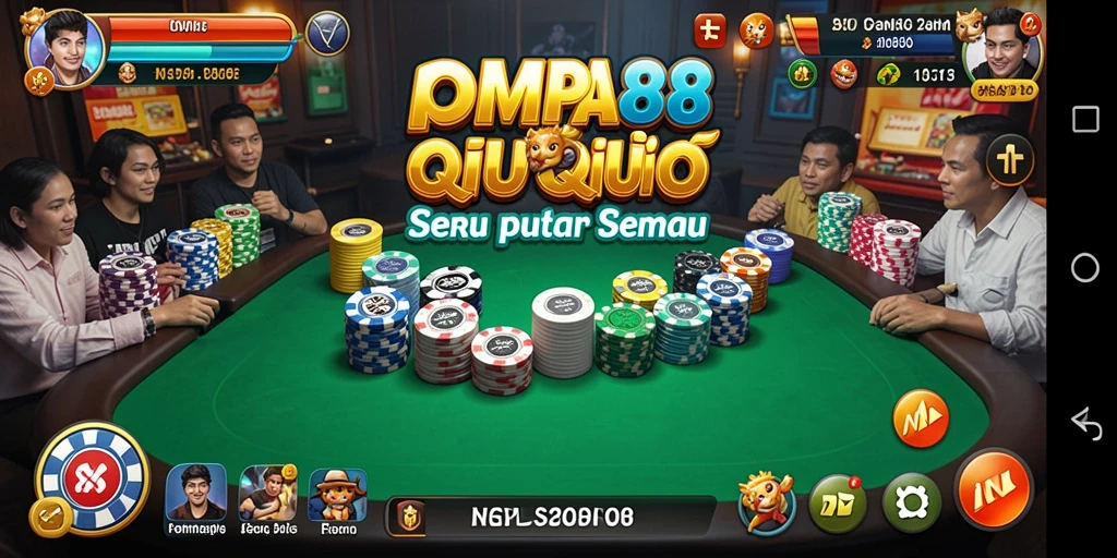 Screenshot POMPA88 menampilkan gameplay QiuQiu yang mendebarkan.