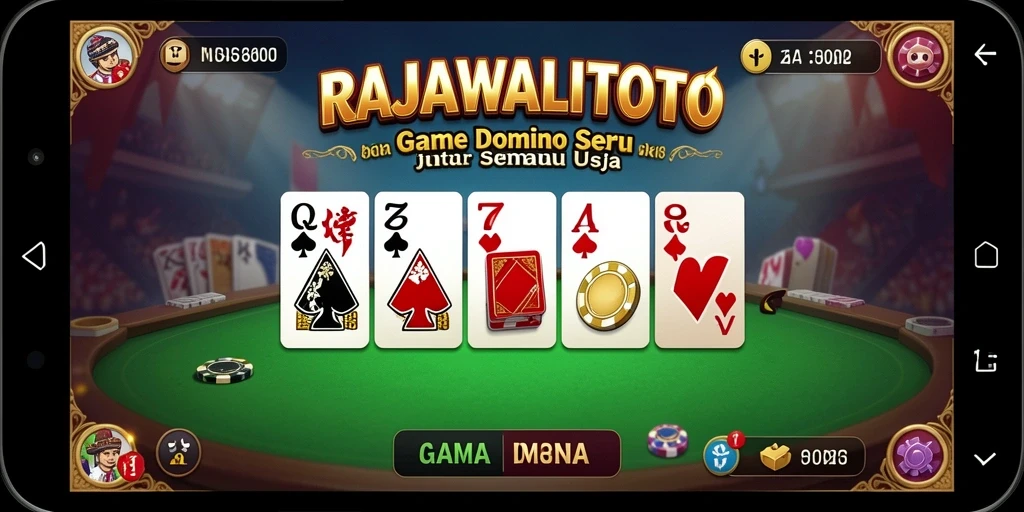 Screenshot utama RAJAWALITOTO menampilkan aksi seru permainan Domino.