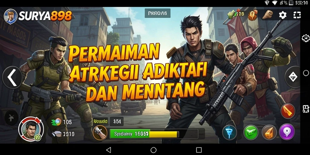Screenshot gameplay yang menampilkan strategi pertarungan di SURYA898.