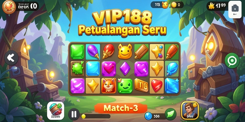 Screenshot game Match-3 VIP188 menampilkan aksi seru dari gameplay.