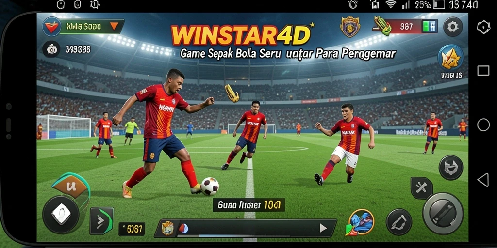 Tampilan gameplay WINSTAR4D dengan grafis sepak bola yang memukau.